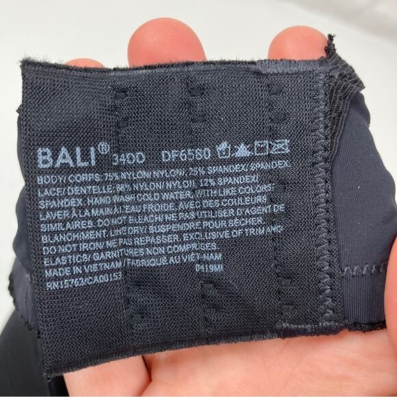 BALI | Black Lace Detail Full Coverage Convertible Bra 34DD - Picture 3 of 5